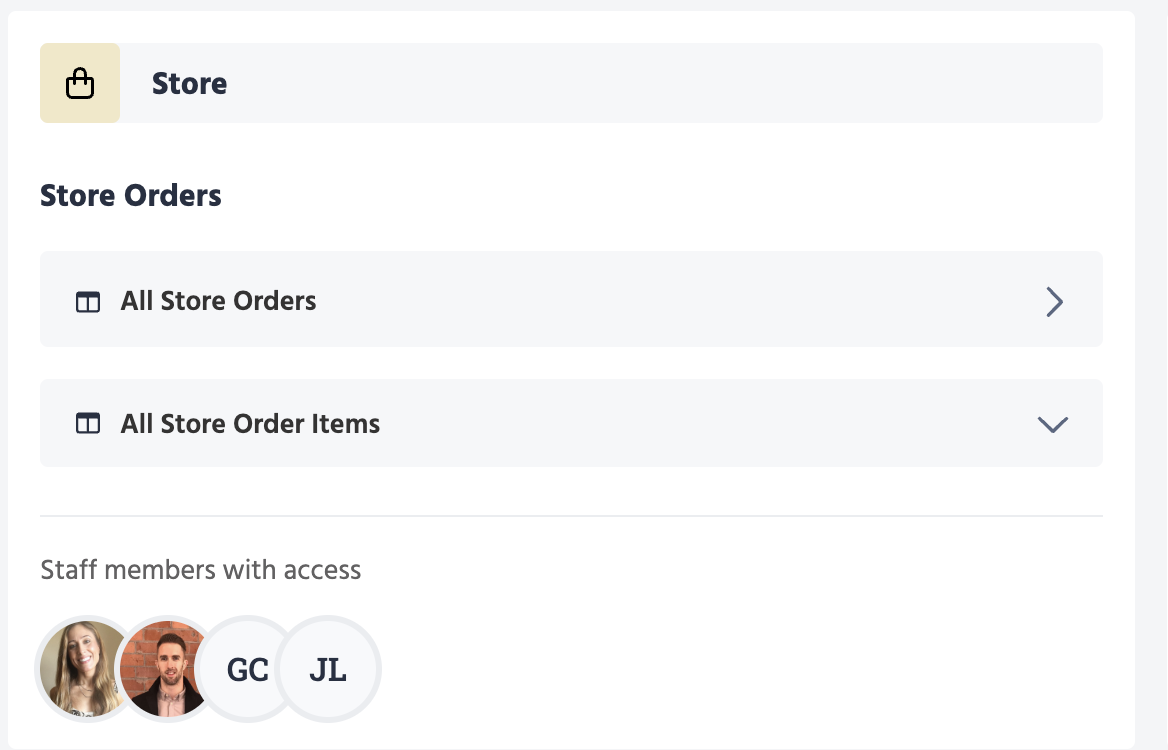 The Store Orders reports menu.